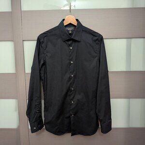 Banana Republic Slim-Fit Wrinkle-Resistant Dress Shirt — XS, Black, Athletic Fit